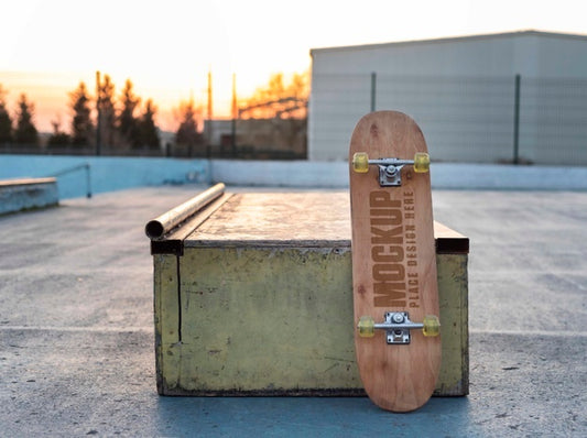 Free Front View Of Mock-Up Skateboard Outdoors Psd