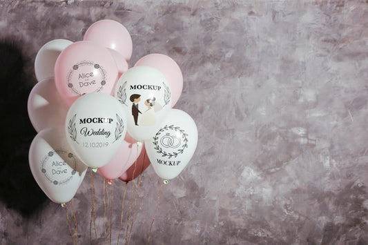 Free Front View Of Mock-Up Wedding Balloons Psd