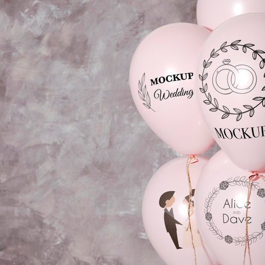 Free Front View Of Mock-Up Wedding Balloons With Copy Space Psd