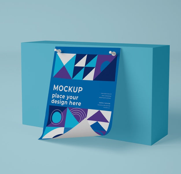 Free Front View Of Paper Mock-Up With Geometrical Design Psd