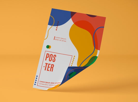 Free Front View Of Paper Mock-Up With Multicolored Shapes Psd