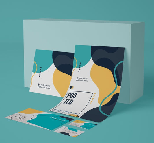 Free Front View Of Paper Mock-Up With Organic Shapes Psd