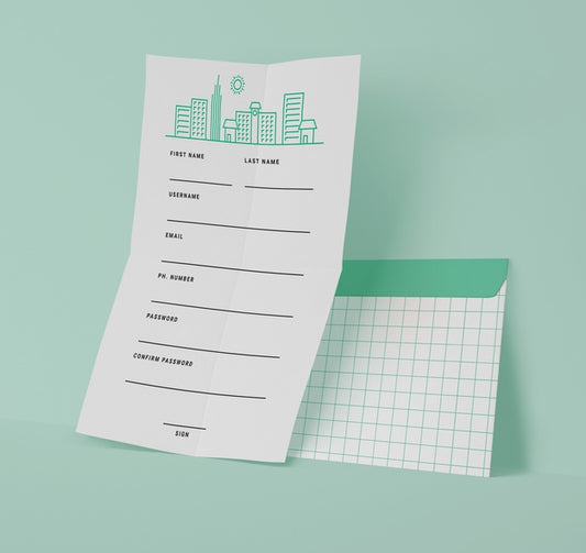 Free Front View Of Papers With Gridlines Psd