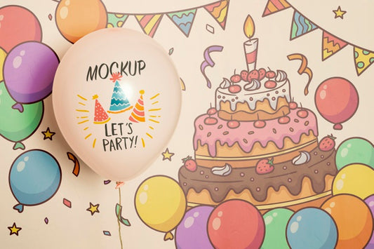Free Front View Of Party Mock-Up Balloons Psd