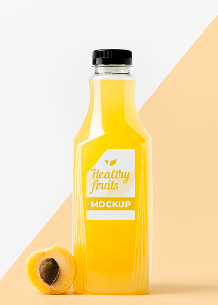 Free Front View Of Peach Juice Bottle With Cap Psd