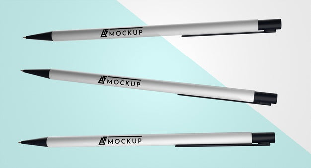 Free Front View Of Pens Mock-Up Psd