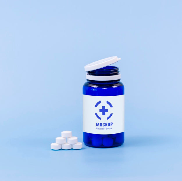 Free Front View Of Pills Container Psd