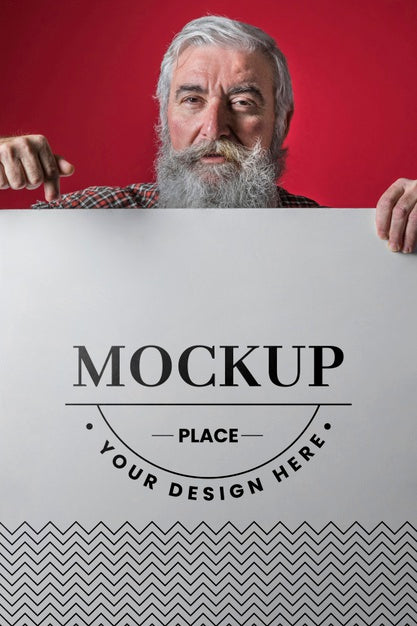 Free Front View Of Senior Man Mock-Up Psd