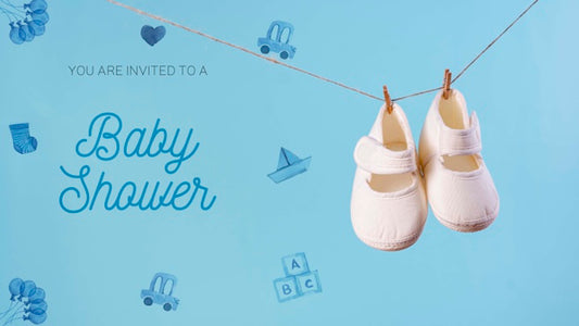 Free Front View Of Shoes And Invitation For Baby Shower Psd
