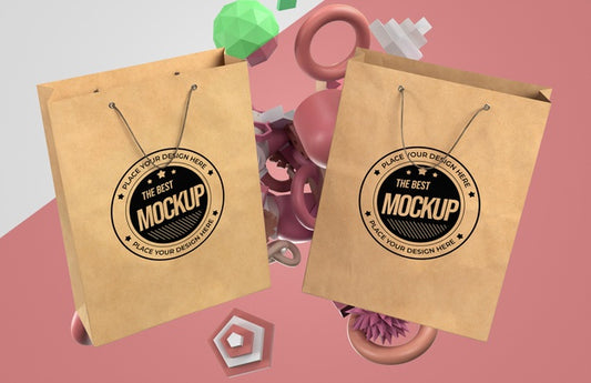 Free Front View Of Shopping Bags Mock-Up Psd