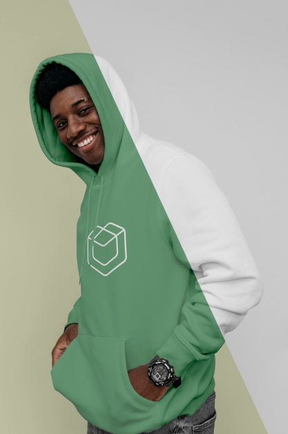 Free Front View Of Smiley Man In Hoodie Psd