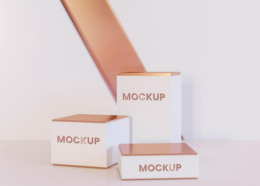 Free Front View Of Square Podiums Mock-Up Psd