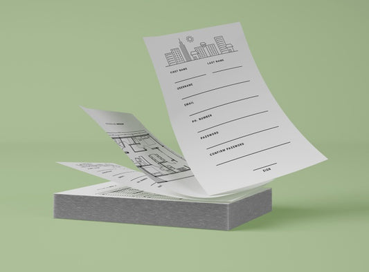 Free Front View Of Stack Of Papers Psd
