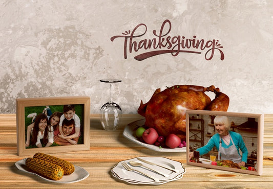 Free Front View Of Thanksgiving Concept Mock-Up Psd