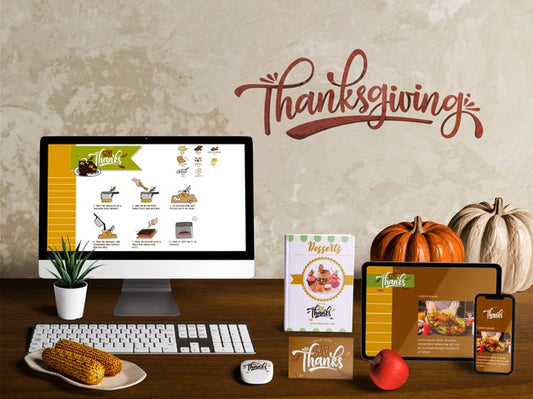 Free Front View Of Thanksgiving Scene Creator Mock-Up Psd