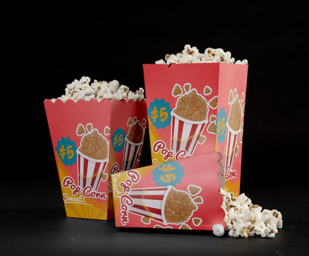 Free Front View Of Three Cinema Popcorn Cups Psd