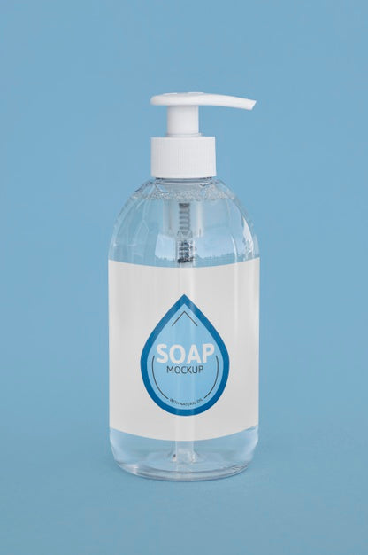 Free Front View Of Transparent Bottle Of Liquid Soap Psd