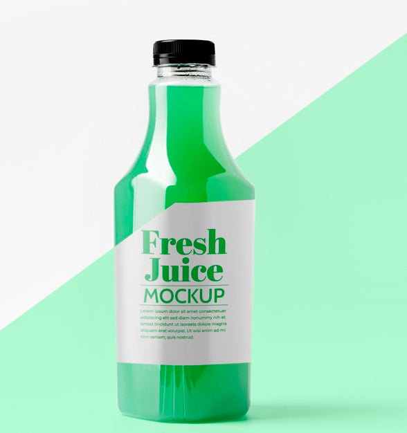 Free Front View Of Transparent Glass Bottle With Juice Psd