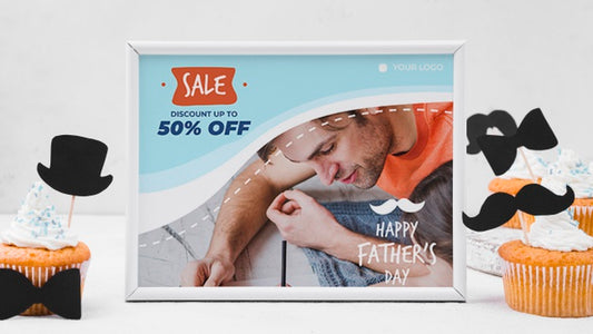 Free Front View Of Voucher With Cupcakes For Fathers Day Psd