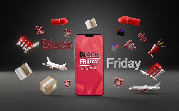 Free Front View Offers For Black Friday Dark Background Psd