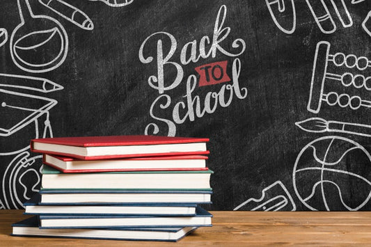 Free Front View Pile Of Books With Chalkboard Psd