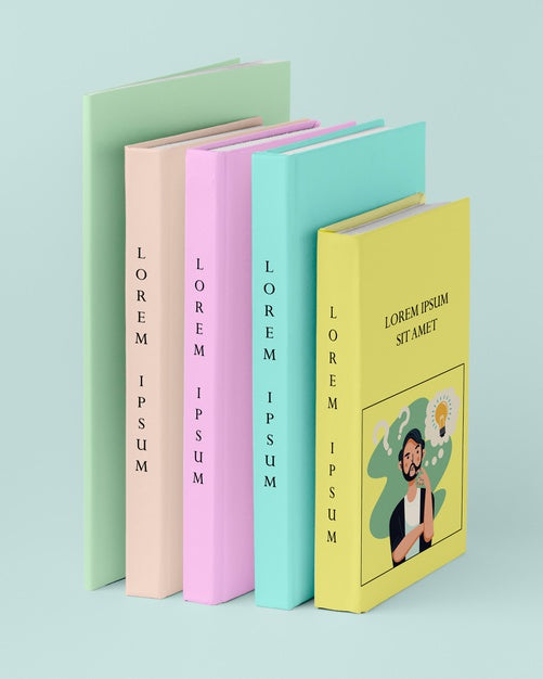 Free Front View Pile Of Different Books Mock-Up Psd