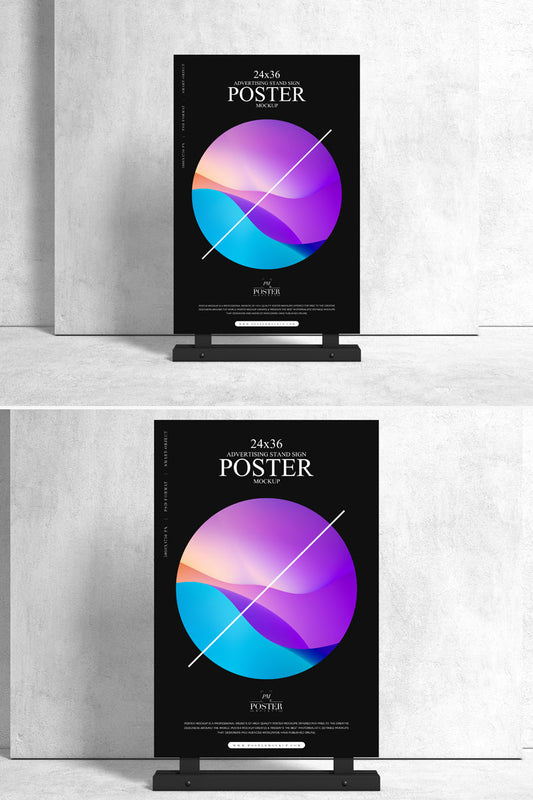 Free Front View Stand Poster Mockup