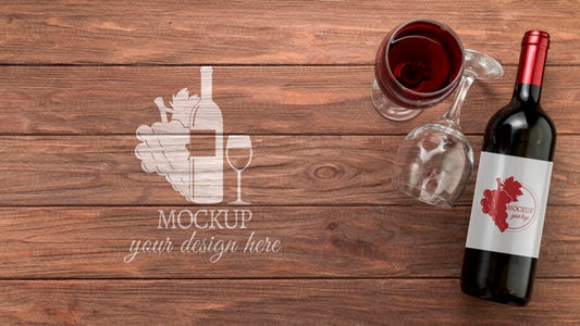 Free Front View Wine Bottle Mock-Up With Copy-Space Psd