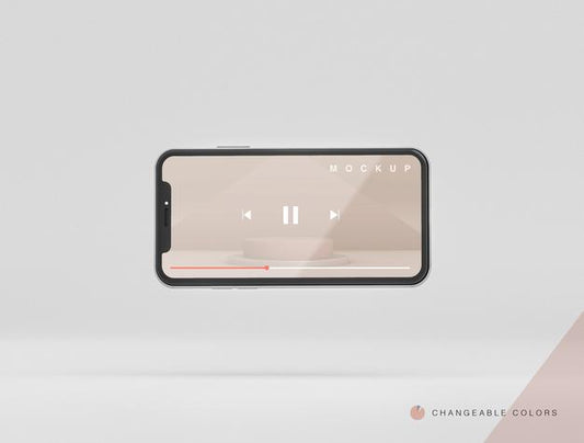 Free Frontal Minimal 3D Turned Phone With Video Interface Mockup Levitating Psd