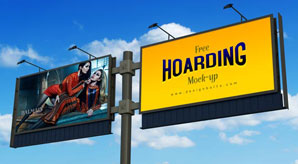Free Frontlit Outdoor Advertising Hoarding Mock-Up Psd