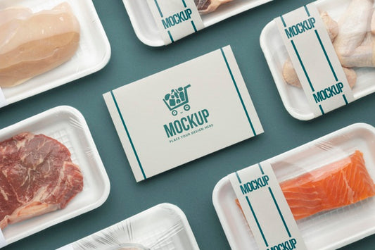 Free Frozen Food Arrangement With Mock-Up Card Psd