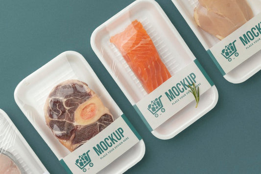 Free Frozen Food Arrangement With Mock-Up Packaging Psd