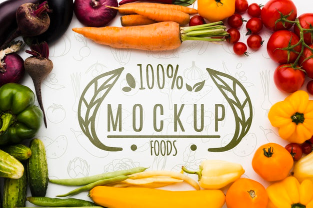 Free Fruit And Locally Grown Veggies Mock-Up Psd