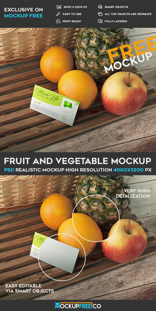 Free Fruit And Vegetable – Psd Mockup