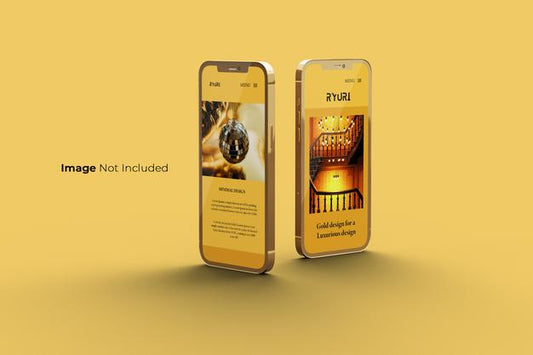 Free Full Screen Gold Smartphone Mockup Design Psd