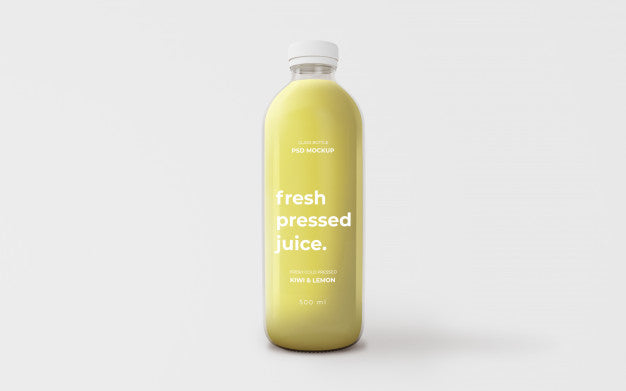 Free Fully Editable Green Juice Glass Bottle Mockup Psd