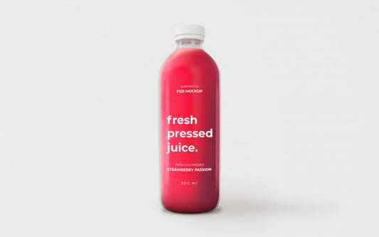 Free Fully Editable Strawberry Juice Glass Bottle Mockup Psd