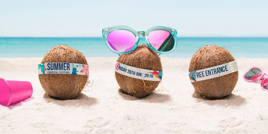 Free Funny Coconut With Sunglasses Festival Psd