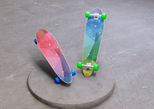 Free Futuristic Colorful Skateboards With Mock-Up Psd