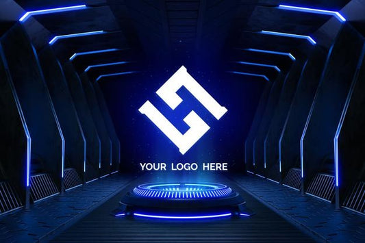 Free Futuristic Pedestal For Logo Mockup Psd