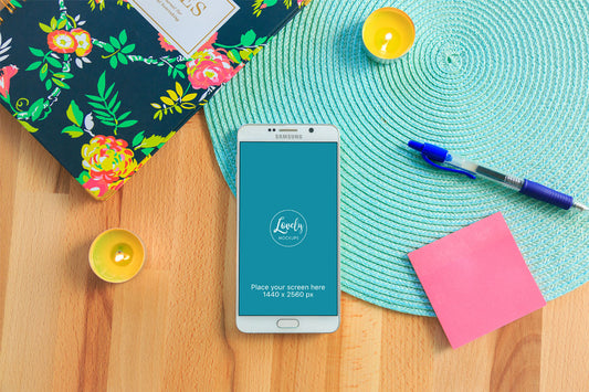 Free Samsung Galaxy Note Mockup on The Table