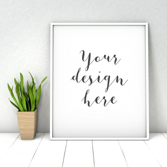 Free Gallery Frame Mockup Wit Plant Psd