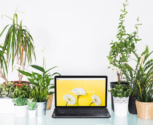 Free Gardening Concept With Laptop Psd