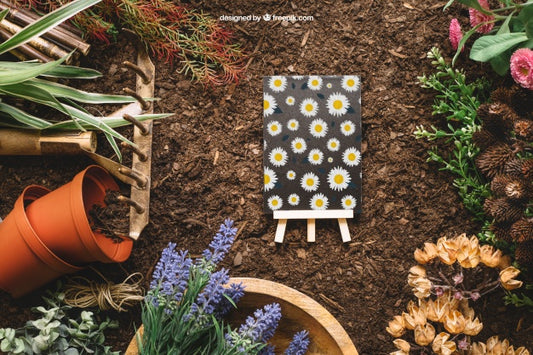 Free Gardening Mockup With Board Psd