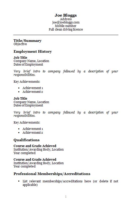 Free Georgia Simple Text Only CV Resume Template in Microsoft Word (DOCX) Format