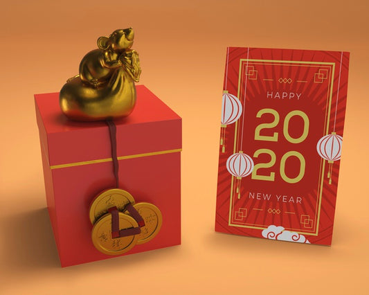 Free Gift Box And Greeting Card On Table Psd