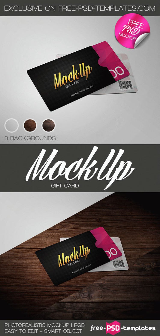 Free Gift Card Mock-Up In Psd