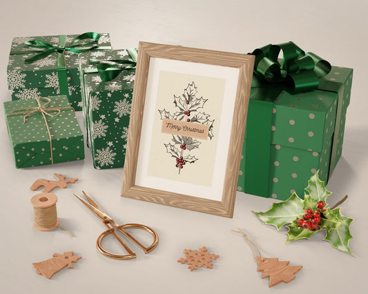 Free Gifts Collection Around Painting For Christmas Psd