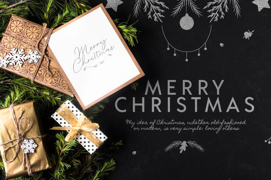 Free Gifts For Christmas With Card Beside Psd