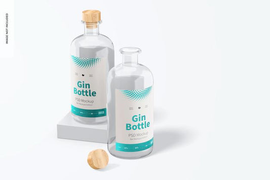 Free Gin Bottles Mockup, Perspective Psd
